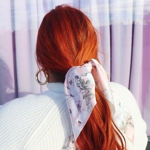 Light Pink Floral 2-In-1 Scrunchie & Mini Scarf